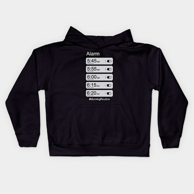 Morning Routine Alarm Clock Kids Hoodie by ryanjaycruz